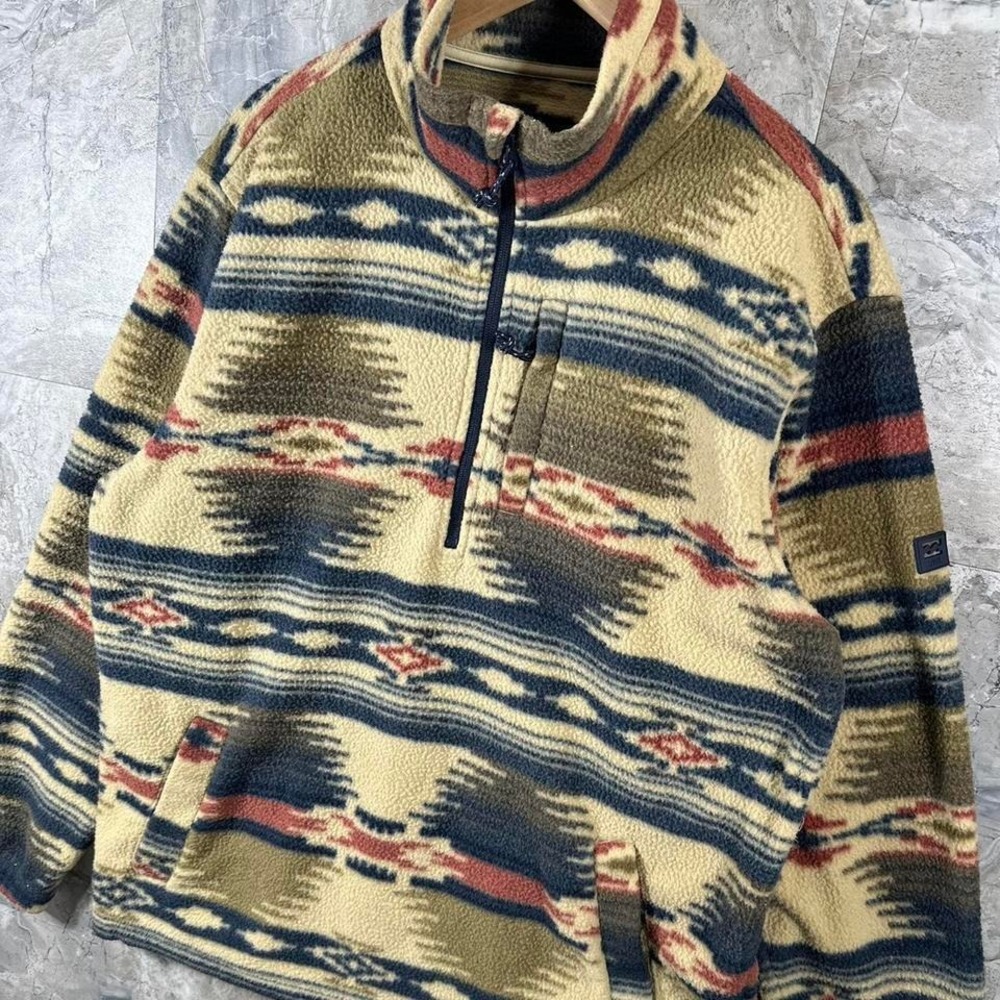 Billabong A/Div Boundary Half-Zip Mock Neck Pullover Fleece Jacket Size XL Aztec - Picture 2 of 8
